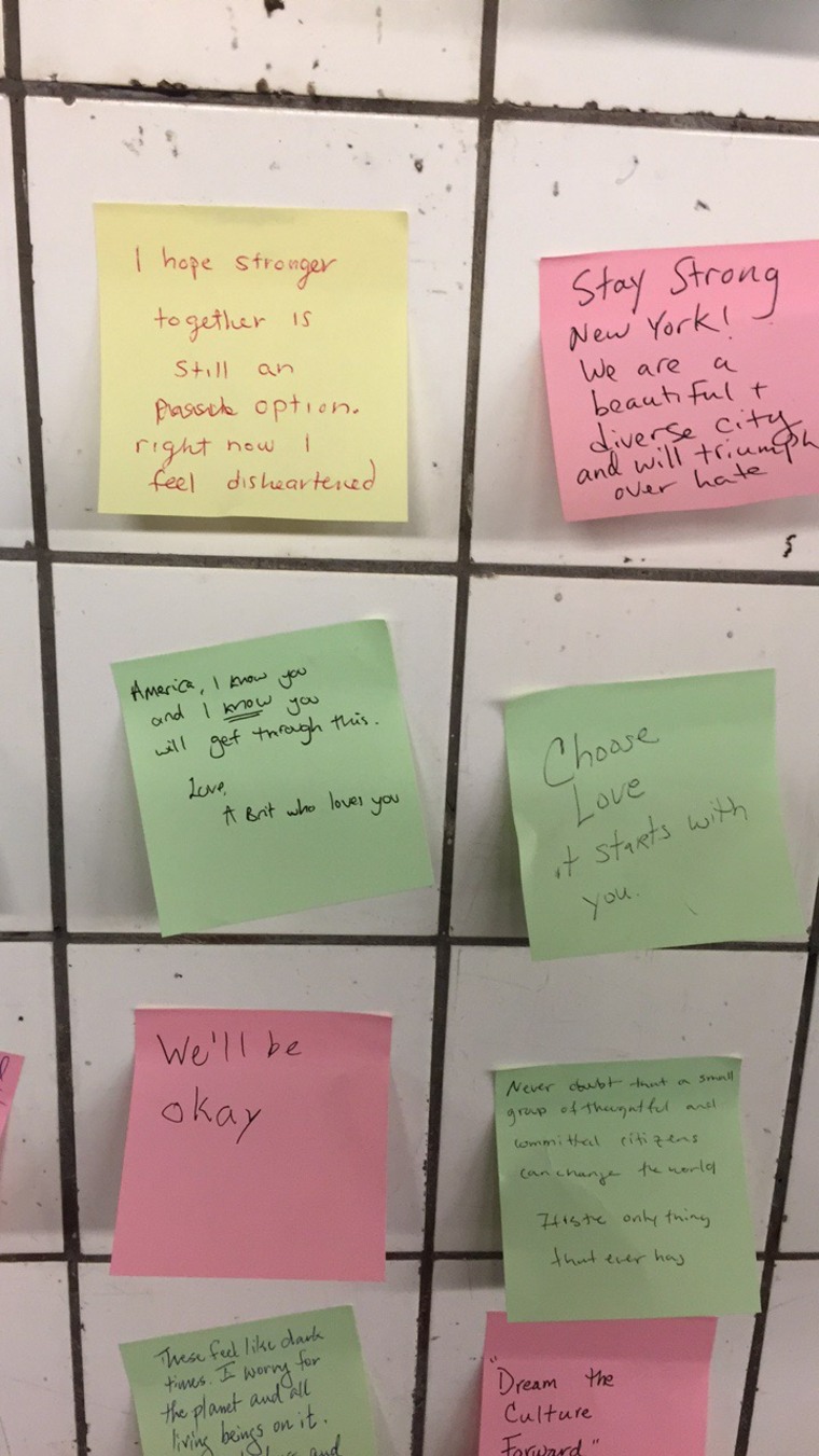 Image: New York subway protest notes
