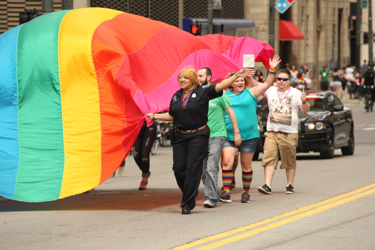 Officer Danielle Woods at a Detroit Pride celebration in 2016