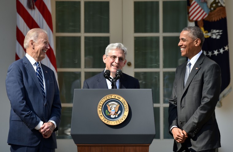 Image: Joe Biden, Merrick Garland, Barack Obama