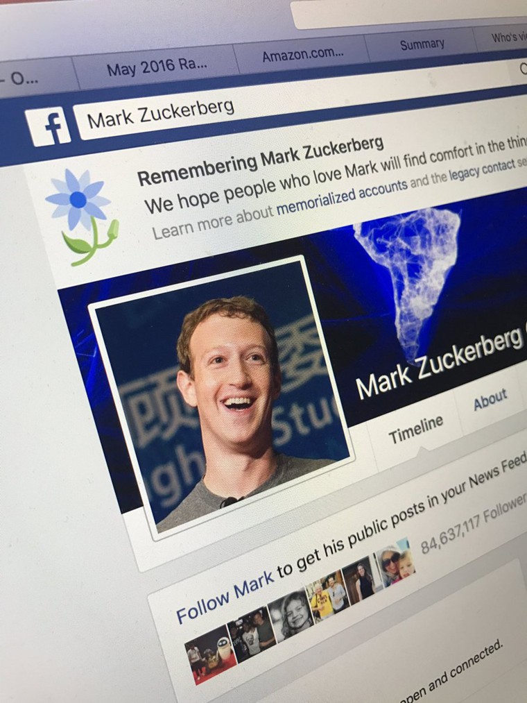 Image: Screenshot of Mark Zuckerberg page
