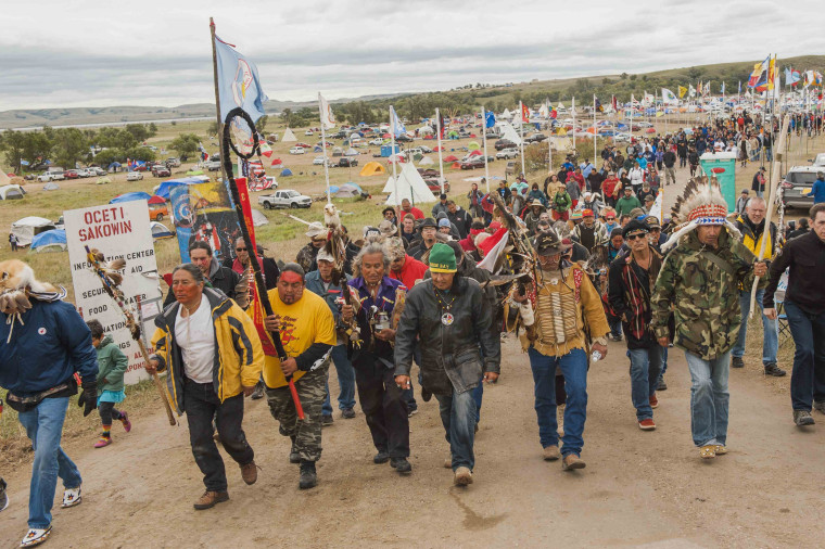 Image: Protesters demonstrate against the Energy Transfer Partners' Dakota Access pipeline near the Standing Rock Sioux reservation in Cannon Ball, North Dakota