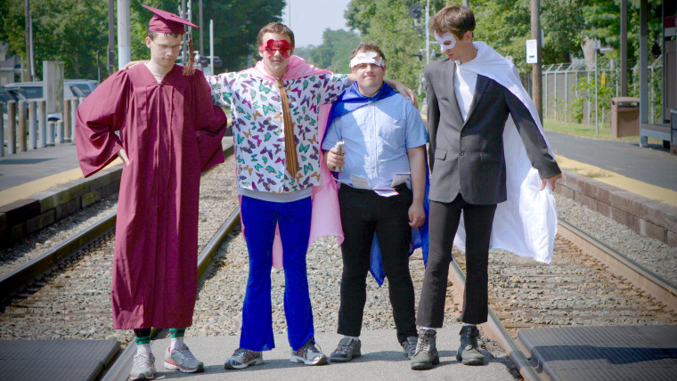 "Asperger's Are Us" is the first troupe made up of comedians who are on the autism spectrum. From left to right Jack Hanke, New Michael Ingemi, Ethan Finlan and Noah Britton
