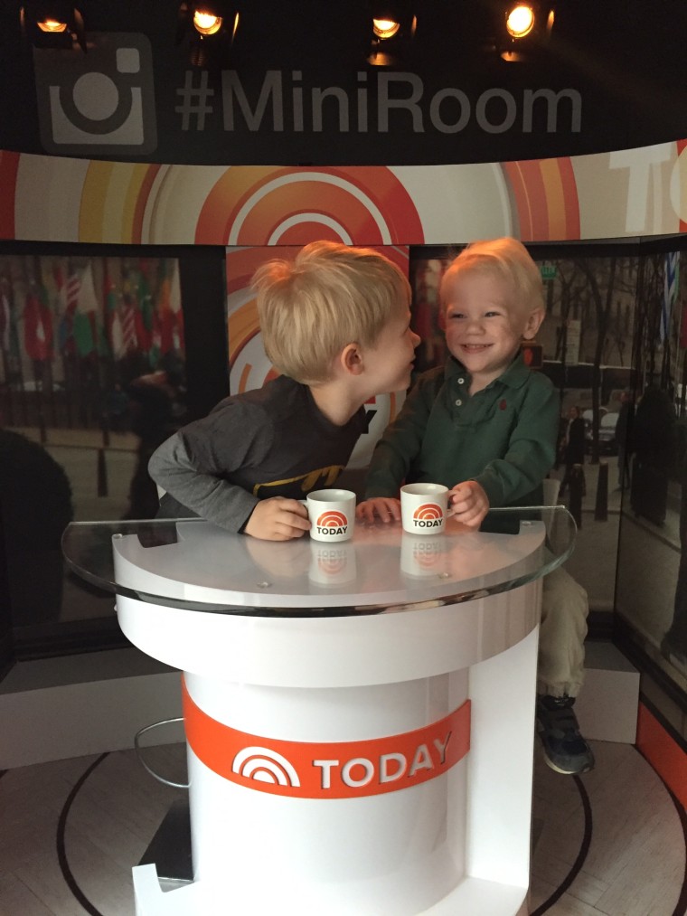 Wyatt and Henry, brothers and best friends, on the TODAY mini-set. Wyatt spent 117 days in the NICU, a traumatic time that still haunts TODAY producer Sarah Clagett.