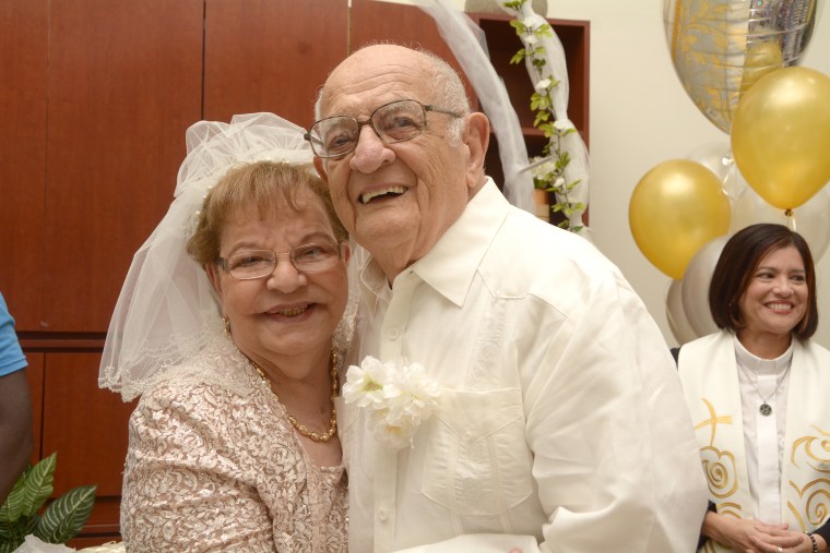 80-year-old first-time bride marries 95-year-old widower groom