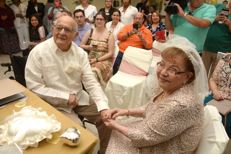 80-year-old first-time bride marries 95-year-old widower groom