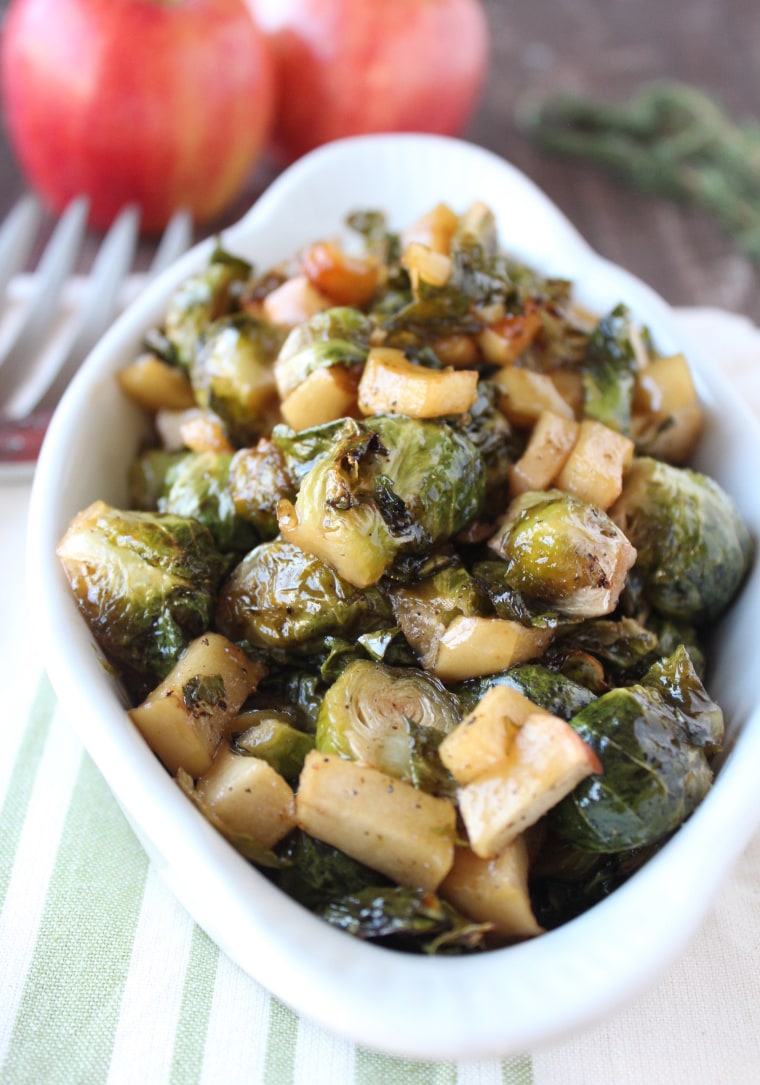 Maple Roasted Brussels Sprouts and Apples recipe