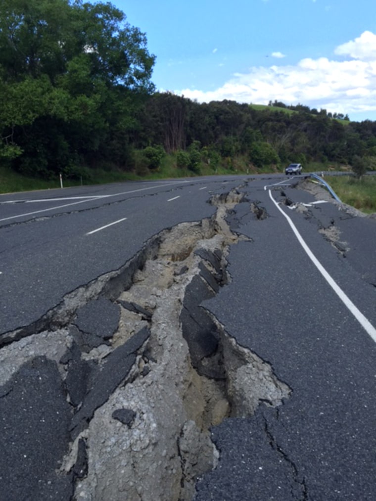 Image: Along the road to Kaikoura, the tourist town near the epicenter of the quake