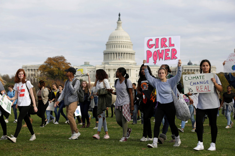 Image: Students protest the election of President-elect Donald Trump during a march in Washington.