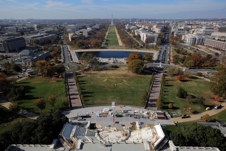 Image: A general view of the National Mall is seen from the rebuilt cast-iron dome of the U.S. Capitol