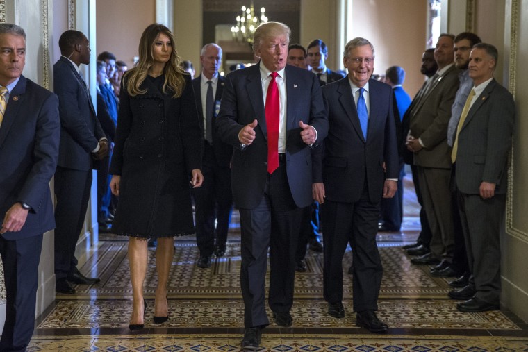 Image: President elect Donald Trump meets with Senate Majority Leader Mitch McConnell in the US Capitol
