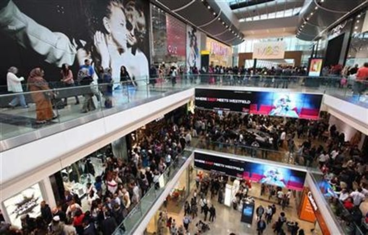 Shoppers crowd the walkways on opening day of the Westfield Stratford City in east London