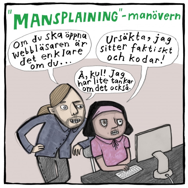 Swedish cartoonist, Hemmingsson's cartoon on mansplaining