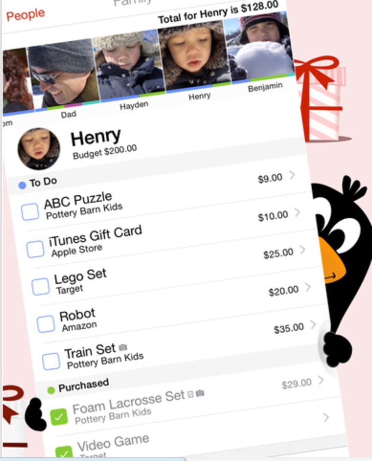 Holiday Budget app called The Christmas List