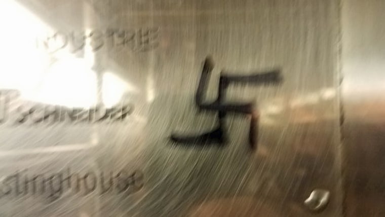 The swastika was found on an uptown B train in New York City on Thursday, Nov. 17, 2016.