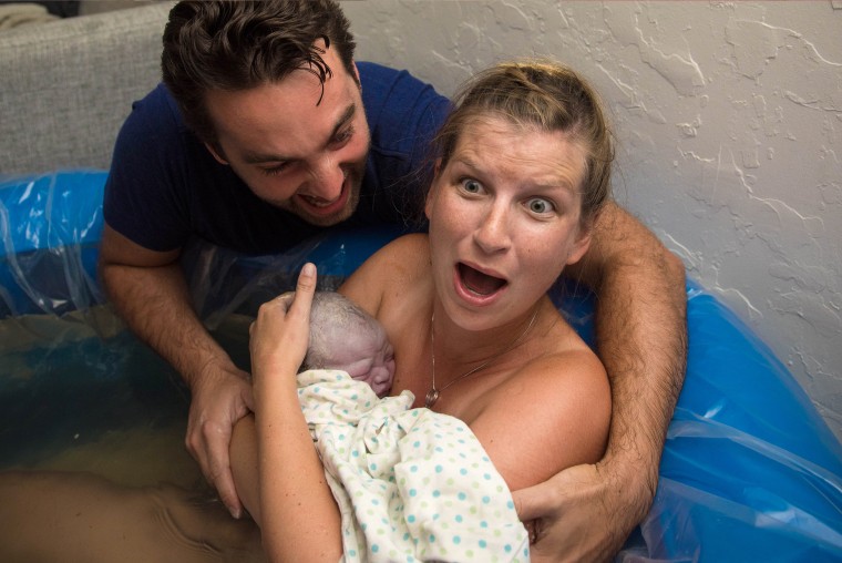 Photos capture hilarious moment mom finds out baby is a boy