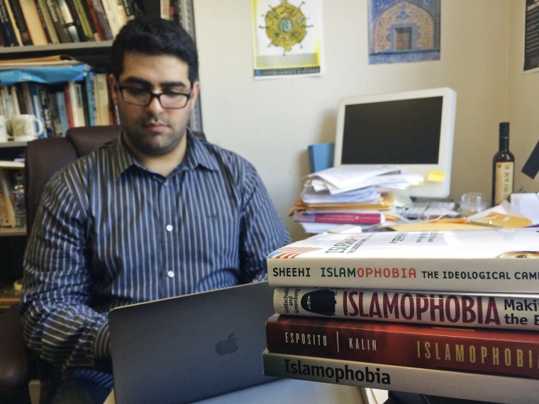 Khairuldeen Makhzoomi works in his office in Berkeley, Calif., Monday, April 18, 2016.