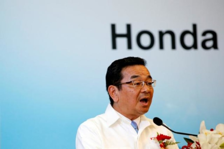 File photo of Honda Motor Co. CEO Takahiro Hachigo speaking during the opening ceremony of the new Honda plant in Prachinburi