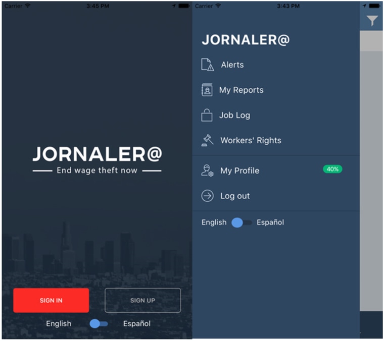 Jornalera app available in the Apple app store.