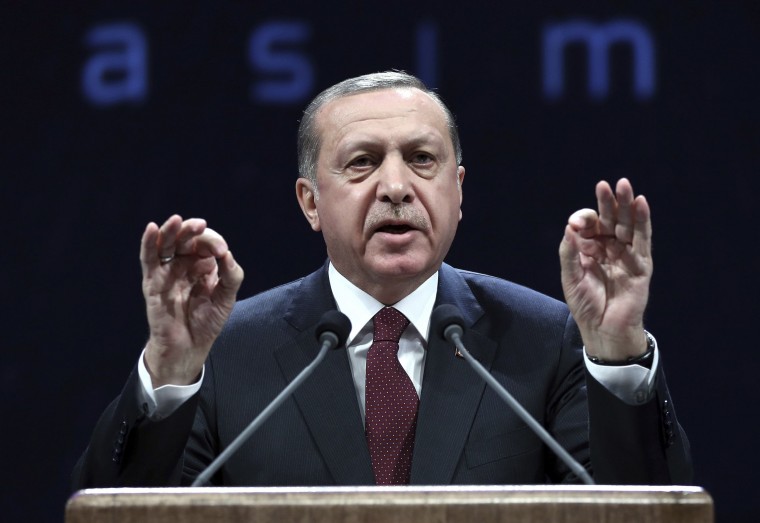 Image: Turkey's President addresses police officers in Ankara