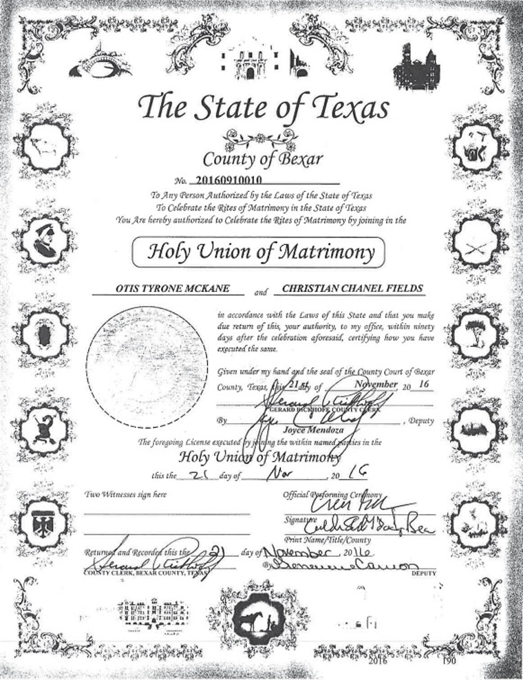 IMAGE: Otis McKane marriage certificate