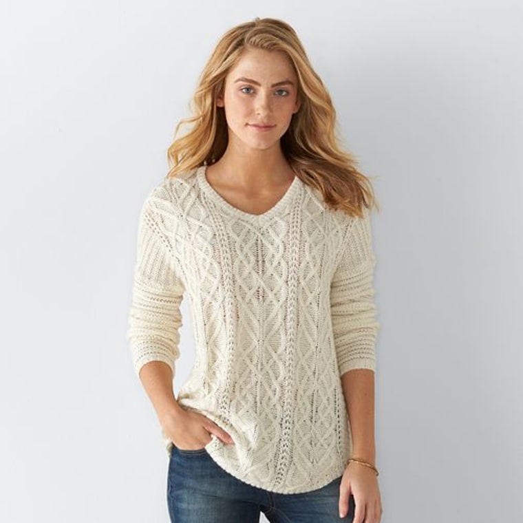 Cable Knit V-Neck Sweater