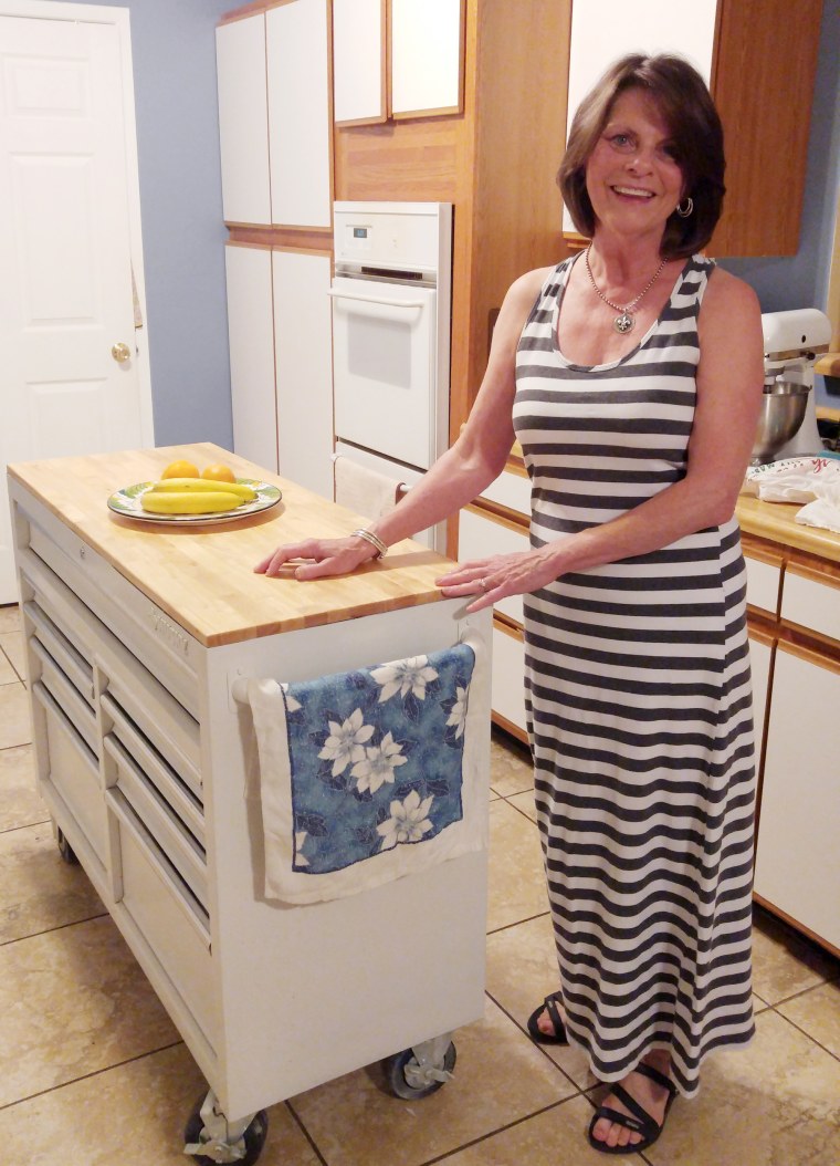 This Husky mobile work bench makes the perfect kitchen island.