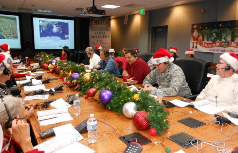 More than 1,500 volunteers gather on Christmas Eve to help with NORAD's tracking of Santa's flight each year.