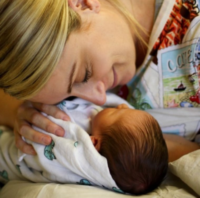 Danielle Lucia Schaffer with her newborn baby