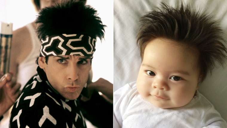 Adorable baby's crazy hair looks like Derek Zoolander