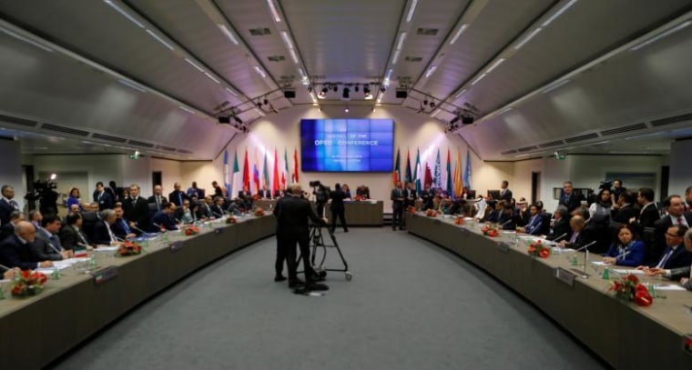 A general view of an OPEC meeting in Vienna