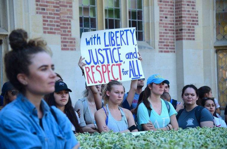 University of California Los Angeles students held an anti-Donald Trump march through campus on November 10, 2016 in Los Angeles, California.