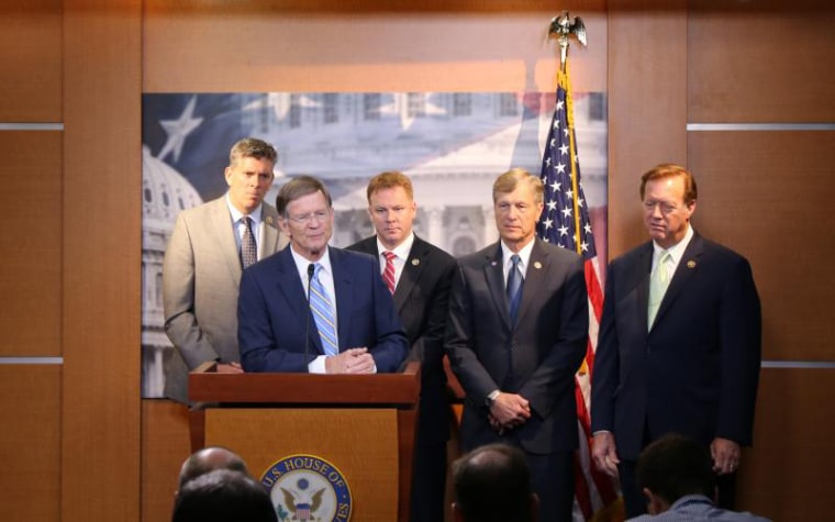 Chairman of the House Committee on Science, Space and Technology Lamar S. Smith (R-Tx.), addresses members of the press.