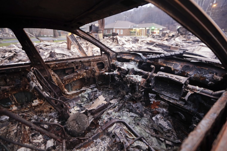 IMAGE: Destroyed car in Gatlinburg, Tennessee