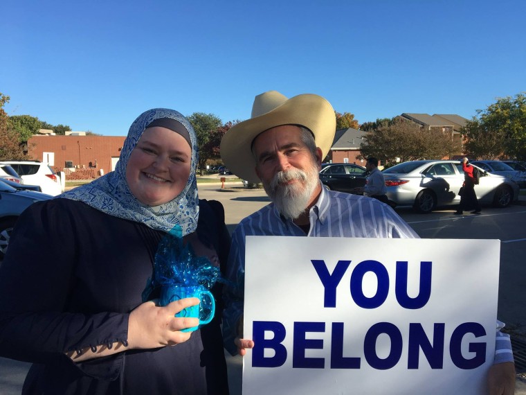 Justin Normand outside the Irving mosque.