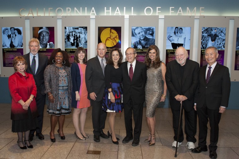 The 2016 inductees to the California Hall of Fame with California Gov. Jerry Brown and First Lady of California Anne Gust Brown (center).