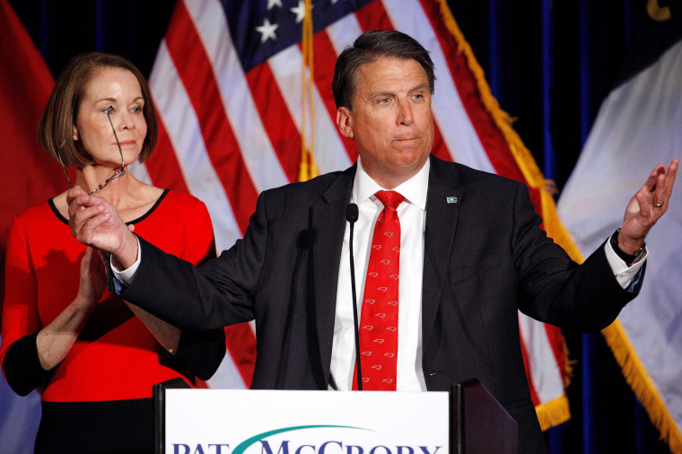 Image: North Carolina Governor Pat McCrory tells supporters that the results of his contest against Democratic challenger Roy Cooper will be contested, while his wife Ann looks on, in Raleigh, North Carolina