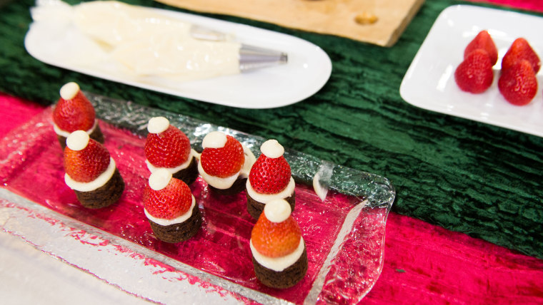 Holiday party hacks: Make mini Santa hat brownies