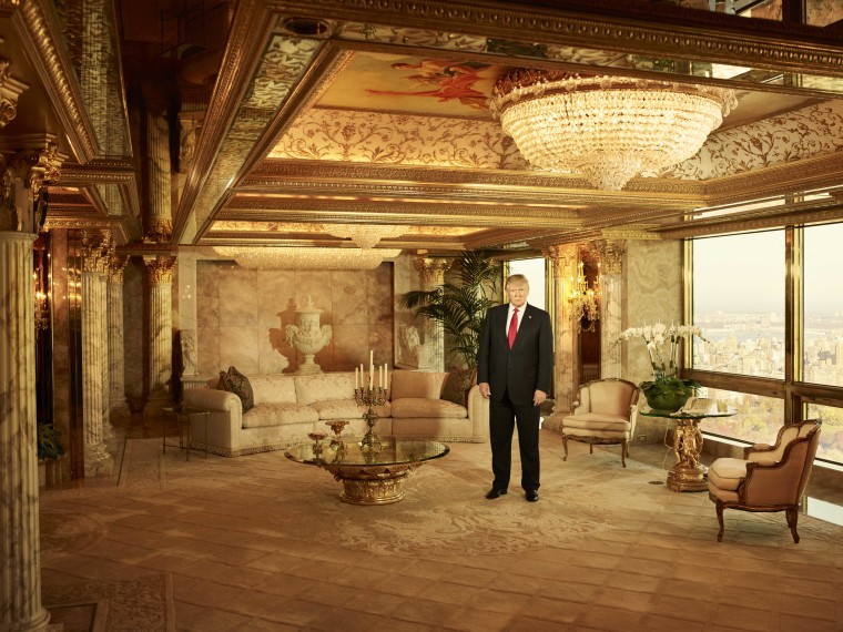 The president-elect, shown in his private living room in Trump Tower.