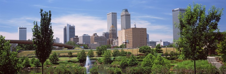 Downtown skyline from Centennial Park, Tulsa, Oklahoma, USA 2012