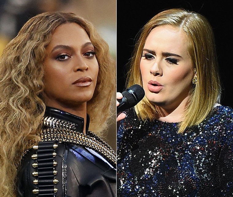 Image: A combination photo of Beyonce and Adele