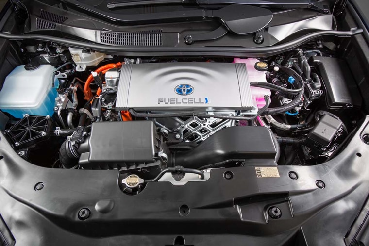 A close-up of Toyota's fuel cell technology.