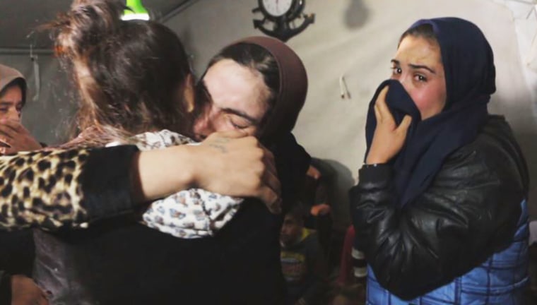 The night of her rescue from ISIS Leila reunited with some of her and her husband's relatives who had also been previously rescued from ISIS captivity.