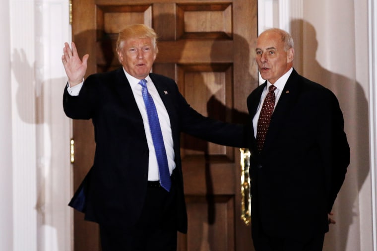 Image: U.S. President-elect Donald Trump appears with retired Marine Corps General John Kelly outside the main clubhouse after their meeting at Trump National Golf Club in Bedminster