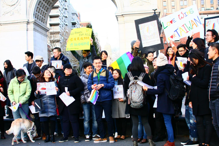 Supporters of same-sex marriage in Washington Square Park in New York City.
