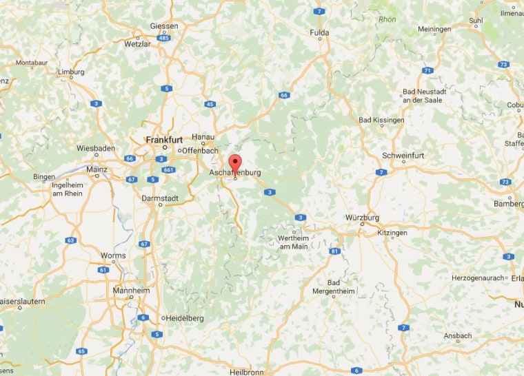 Image: City of Aschaffenburg shown on map