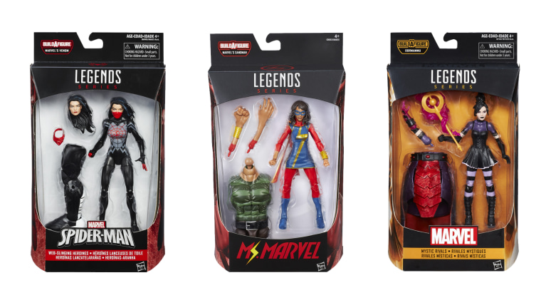 A selection of toys featuring Asian-American characters in the Marvel Legends series.