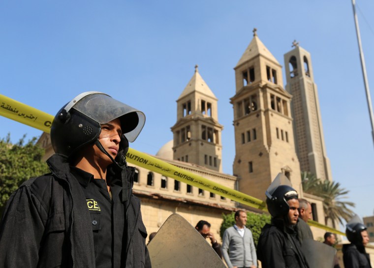 Image: Members of the special police forces stand guard