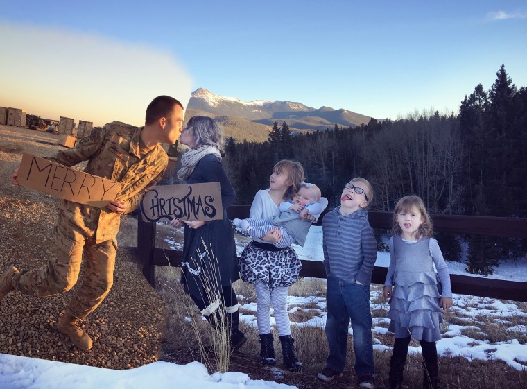 Colorado family finds a way to include deployed father into this year's holiday card.