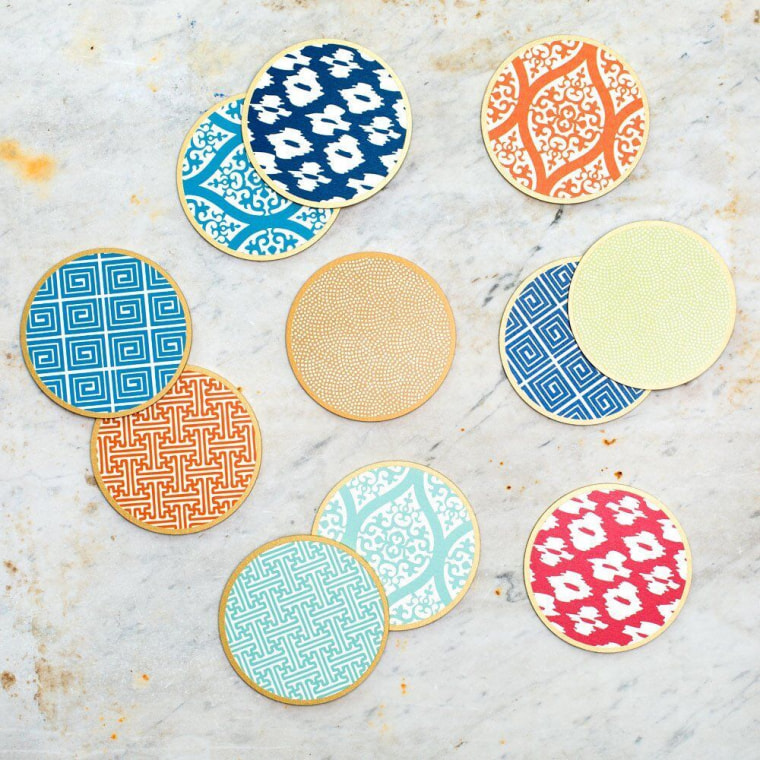 These cute coasters are hand silk-screened and would dress up any table.