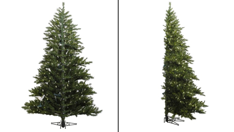 Half Christmas trees are trendy and can help save space
